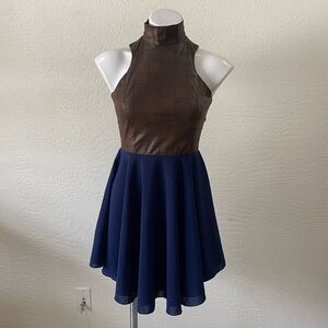 Christina Karin faux leather cocktail party mini chic DRESS SMALL